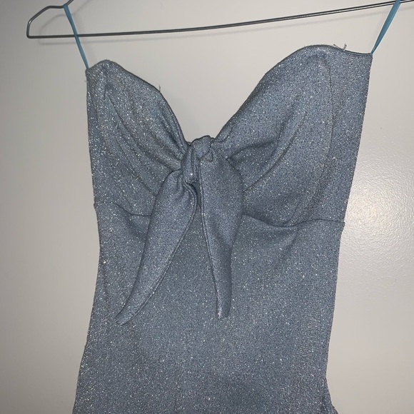 Bershka shimmer tie front corset bodysuit. - Picture 2 of 3